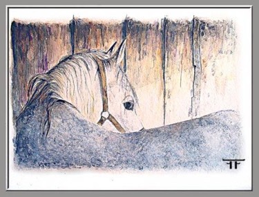 Painting titled "CHEVAL AU BOX" by Laurent Frison, Original Artwork, Other