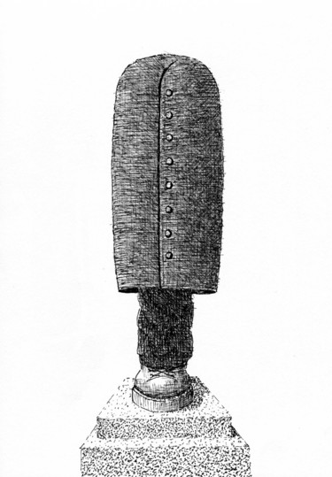 Desenho intitulada "statue for the unkn…" por Frits Sergeant, Obras de arte originais, Tinta