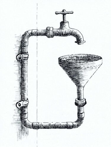 Tekening getiteld "watermanagement2" door Frits Sergeant, Origineel Kunstwerk, Inkt