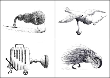 rolling equipment Desenho intitulada "rolling equipment" por Frits Sergeant, Obras de arte originais, Tinta