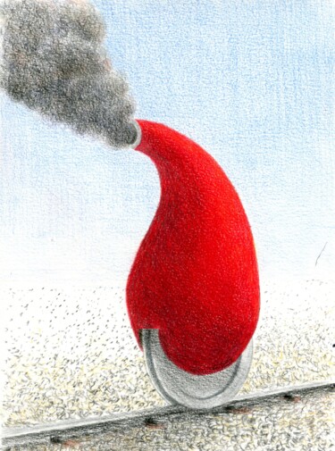 Rysunek zatytułowany „monorail” autorstwa Frits Sergeant, Oryginalna praca, Ołówek