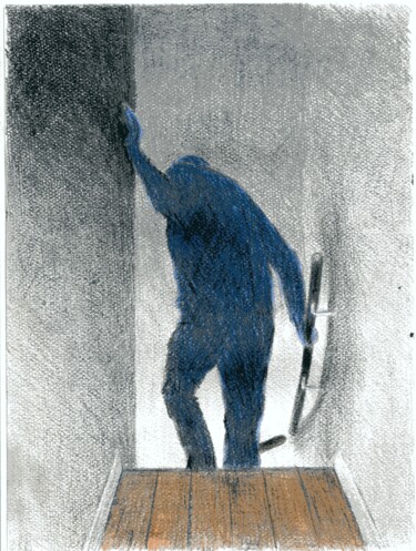 Tekening getiteld "going down" door Frits Sergeant, Origineel Kunstwerk, Potlood