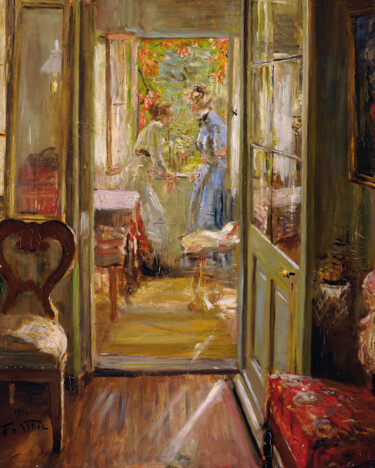 Pintura intitulada "Les filles de l'art…" por Fritz Von Uhde, Obras de arte originais, Óleo