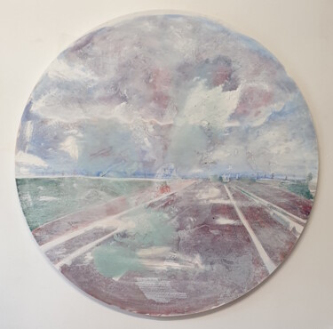 Painting titled "Peninsula" by Georges Franco (frnc), Original Artwork, Oil Mounted on Wood Stretcher frame
