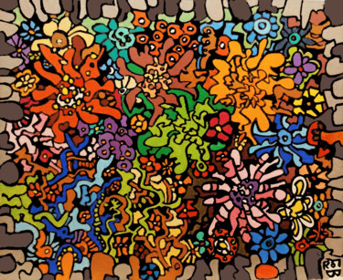 Peinture intitulée "psychedelik" par Frob, Œuvre d'art originale, Acrylique