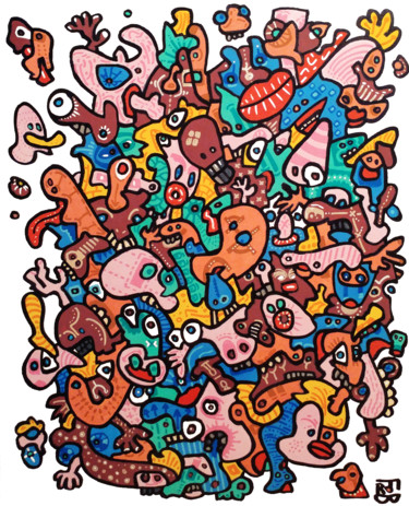 Painting titled "krumm" by Frob, Original Artwork, Acrylic