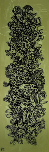 Peinture intitulée "plantureuse" par Frob, Œuvre d'art originale, Acrylique