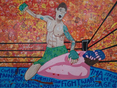 Painting titled "MMA - mix martial a…" by Frob, Original Artwork, Pencil