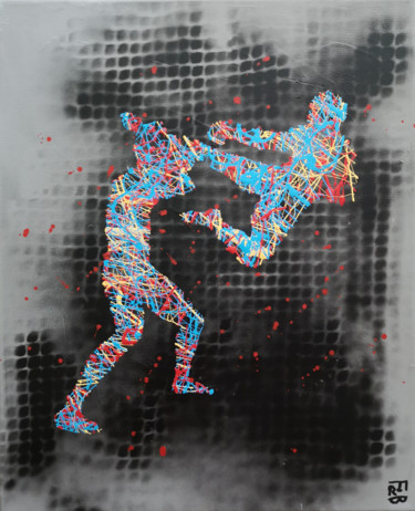Schilderij getiteld "kickboxer" door Frob, Origineel Kunstwerk, Acryl