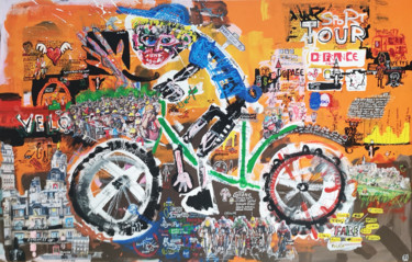 Malerei mit dem Titel "tour de France" von Frob, Original-Kunstwerk, Collagen