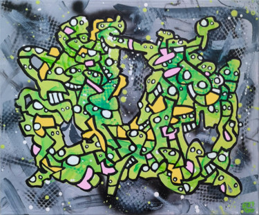 Peinture intitulée "crocodiles" par Frob, Œuvre d'art originale, Acrylique