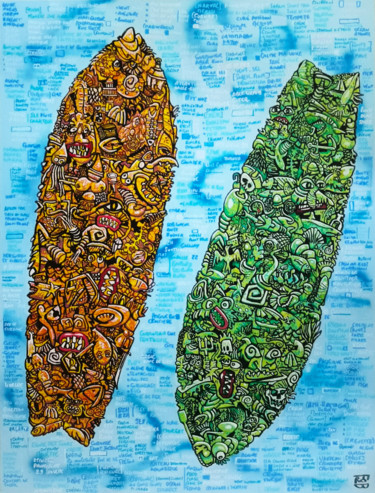 Malerei mit dem Titel "océan" von Frob, Original-Kunstwerk, Acryl