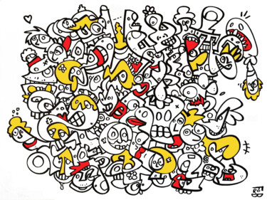 auvergnats Peinture intitulée "auvergnats" par Frob, Œuvre d'art originale, Acrylique