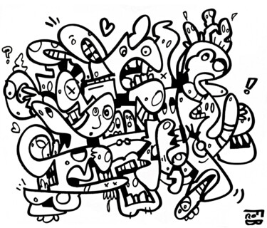 Картина под названием "just" - Frob, Подлинное произведение искусства, Маркер Установлен на Деревянная рама для носилок