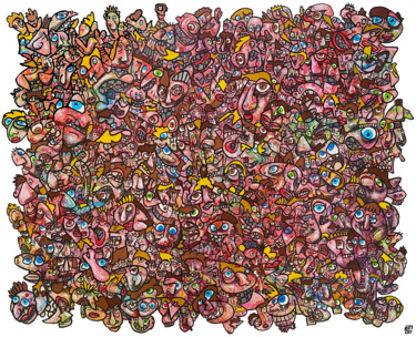 Pintura intitulada "crowd" por Frob, Obras de arte originais, Acrílico