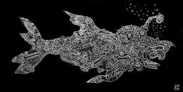 Peinture intitulée "fisk" par Frob, Œuvre d'art originale, Acrylique
