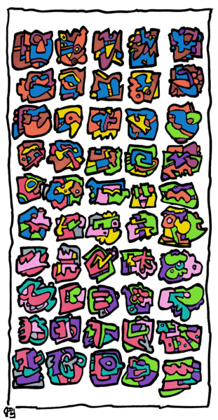 Картина под названием "84 squares" - Frob, Подлинное произведение искусства, Акрил Установлен на Деревянная рама для носилок
