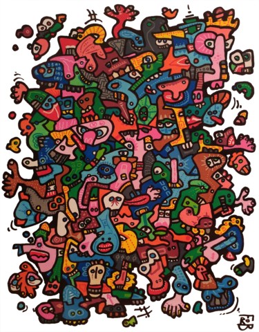 Peinture intitulée "colere-electorale" par Frob, Œuvre d'art originale, Acrylique