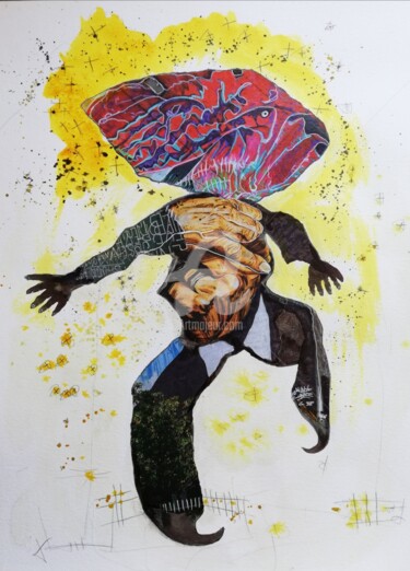 Collages intitulée ""Se serrer la pince"" par Christelle Frobert, Œuvre d'art originale, Collages