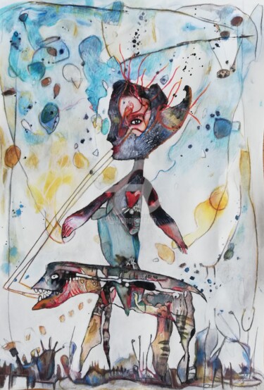 Collages intitolato ""Accorder ses violo…" da Christelle Frobert, Opera d'arte originale, Inchiostro