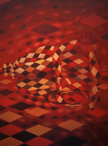 绘画 标题为“Grand Arlequin rouge” 由Xavier Froissart, 原创艺术品, 油