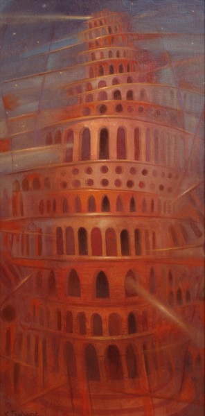 "Une Tour de Babel" başlıklı Tablo Xavier Froissart tarafından, Orijinal sanat, Petrol