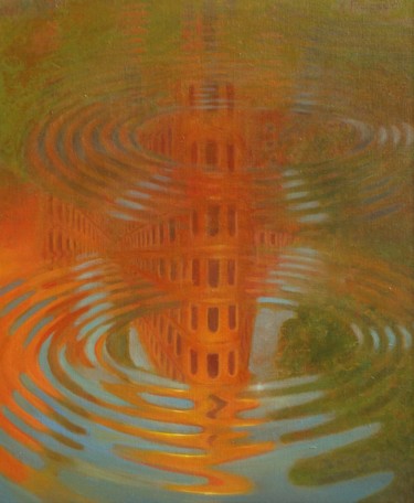 Pintura titulada "Ville-reflet" por Xavier Froissart, Obra de arte original, Oleo