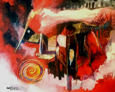 Collages intitulée "El Gallinero" par Laura Frontini, Œuvre d'art originale, Acrylique