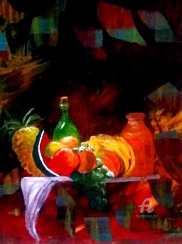 Painting titled "Bodegón" by Laura Frontini, Original Artwork, Acrylic