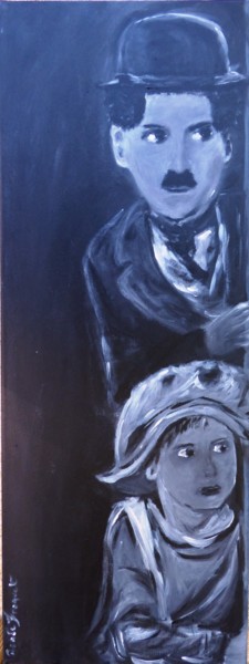 Painting titled "Le kid et Charlot" by Renée Froquet Ughetti, Original Artwork