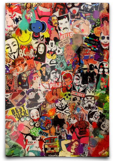 Collages titled "Disobey - mixed med…" by Frost, Original Artwork, Collages Mounted on Other rigid panel
