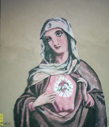 Painting titled "Vierge" by Jean Claude Fruchart D Artois, Original Artwork, Oil