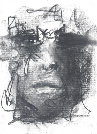 Drawing titled "LOSING IT.2" by Fryd, Original Artwork, Charcoal