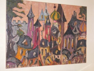 Pittura intitolato "Le village enchanté"" da Françoise Mévellec, Opera d'arte originale