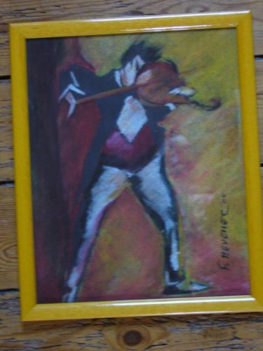 Pittura intitolato ""Violoniste"" da Françoise Mévellec, Opera d'arte originale