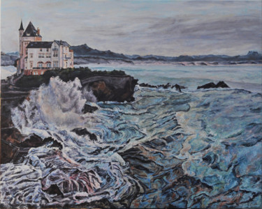 Pintura titulada "Cuando la mar se em…" por Fuensanta R.Urien, Obra de arte original, Oleo Montado en Bastidor de camilla de…