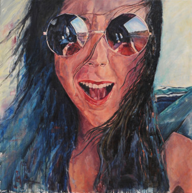 Painting titled "My girl" by Fuensanta R.Urien, Original Artwork, Oil Mounted on Wood Stretcher frame