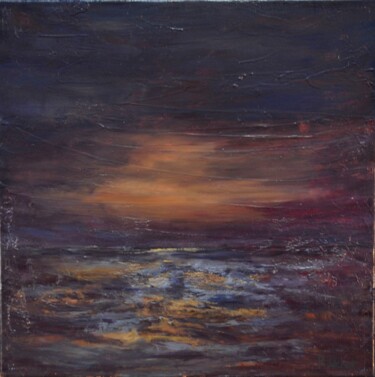 Painting titled "Noche de invierno" by Fuensanta R.Urien, Original Artwork, Oil Mounted on Wood Stretcher frame