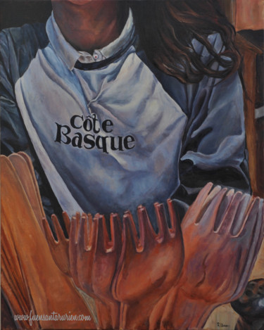 Painting titled "Côte Basque" by Fuensanta R.Urien, Original Artwork, Oil