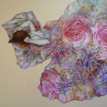 Peinture intitulée "le-bouquet-60x60-cm" par Helene Fuhs, Œuvre d'art originale, Acrylique