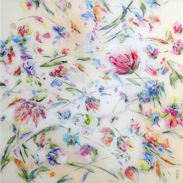 Painting titled "Souffle fleur" by Helene Fuhs, Original Artwork, Acrylic Mounted on artwork_cat.