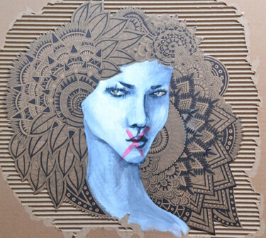 Peinture intitulée "The Eyes Are The Wi…" par Fukui, Œuvre d'art originale, Acrylique Monté sur Carton