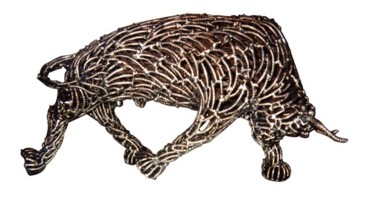 Sculpture intitulée "Taureau à clous" par Vincent Libecq, Œuvre d'art originale