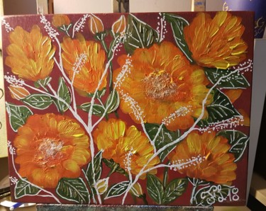 Pittura intitolato "Arancio fiore" da Latini, Opera d'arte originale, Acrilico