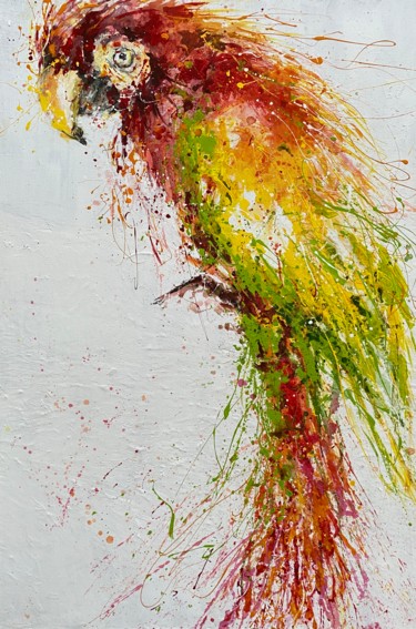 Peinture intitulée "Parrot" par Simona Fumagalli, Œuvre d'art originale, Acrylique