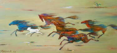 Картина под названием "" Козлодрание "" - Фуркат Бозоров, Подлинное произведение искусства, Масло