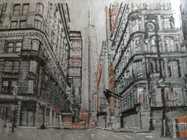 Schilderij getiteld "MANHATTAN STREET VI…" door Fv, Origineel Kunstwerk, Gebrandschilderd glas