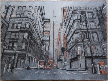 Painting titled "MANHATTAN" by Fv, Original Artwork, Stained glass painting
