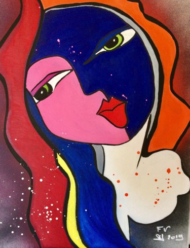 Painting titled "L’amour en couleur" by Franck Varoclier, Original Artwork, Acrylic