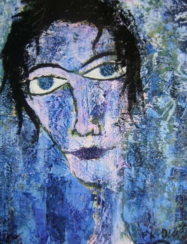 Peinture intitulée "regard bleu" par Fx Dubois, Œuvre d'art originale